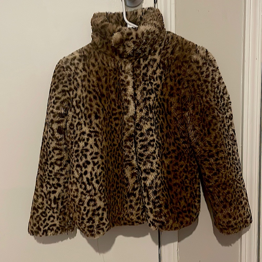 Cheetah print fur jacket for kids